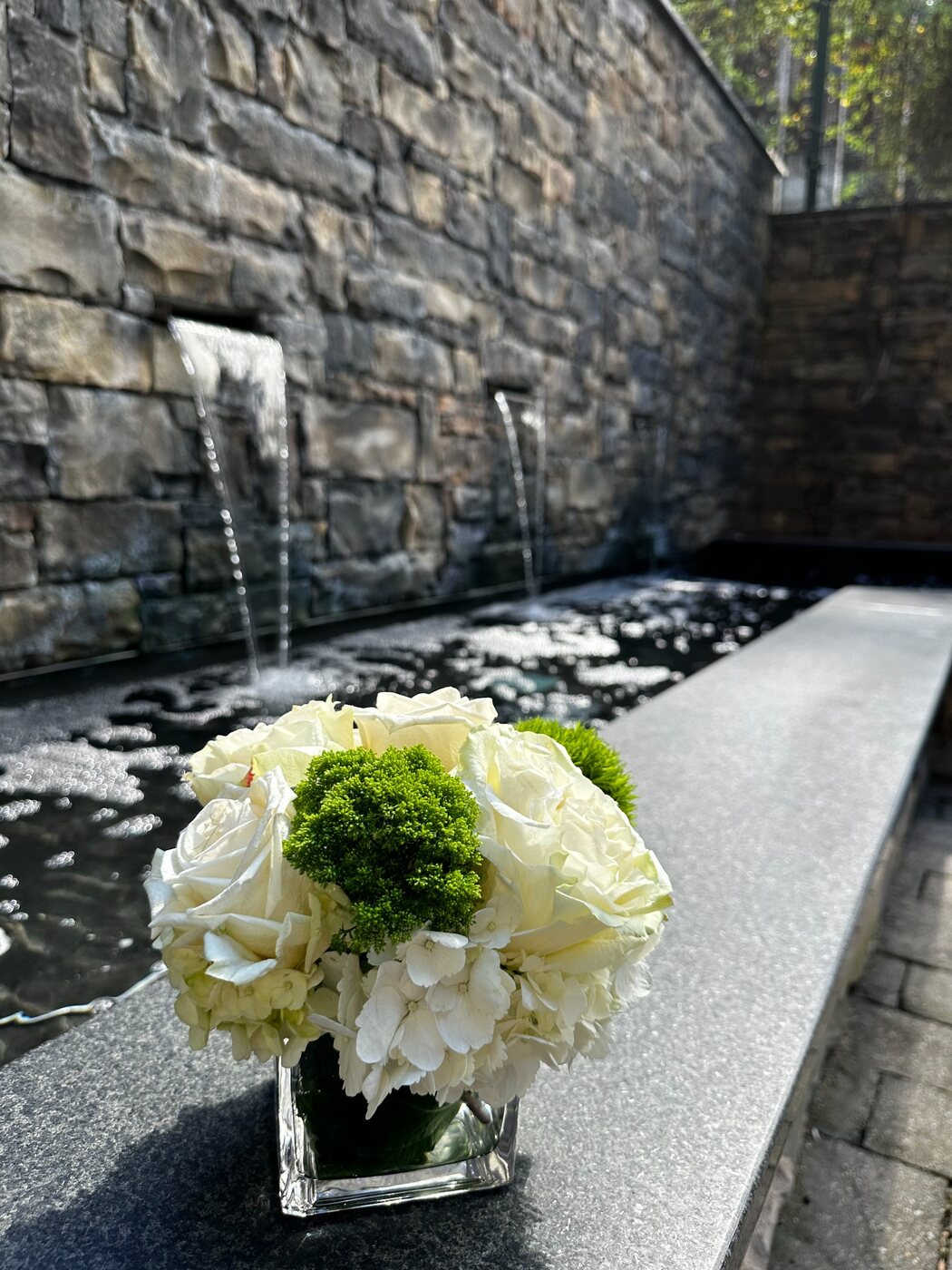 White and green floral arrangement
