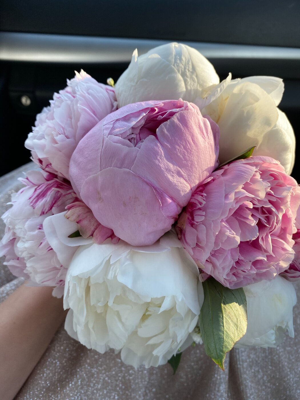 Pink and white peony bouquet